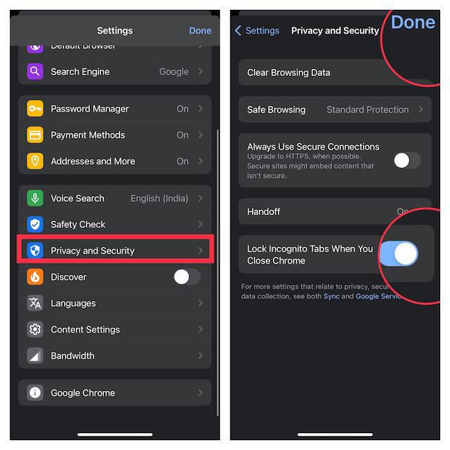 Блокировка вкладок Chrome Incognito с помощью Face ID на iPhone и iPad